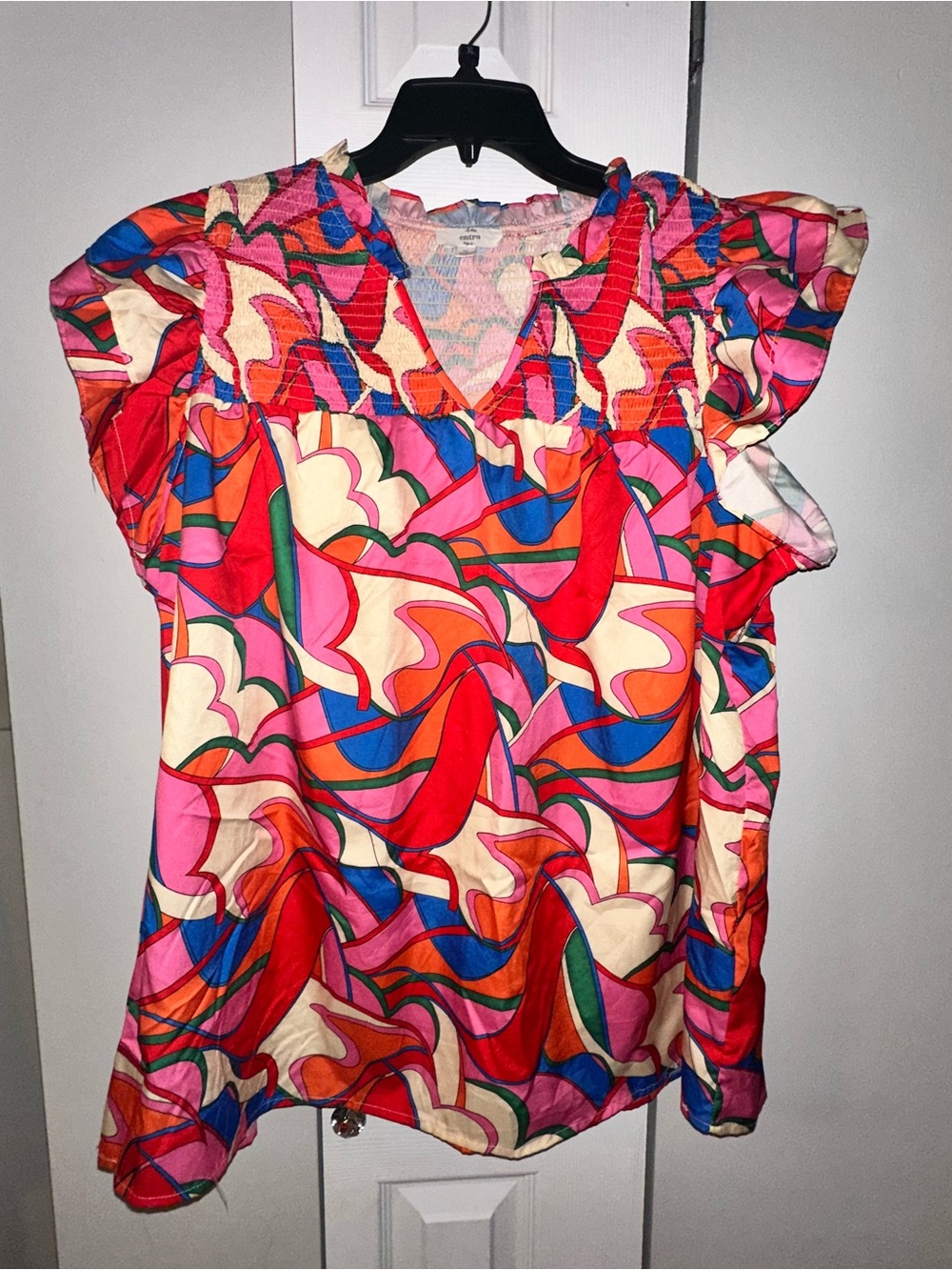 Entro Smock Ruffle Sleeve Top